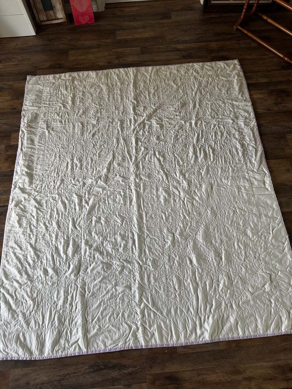 Vintage Hand-Quilted Pieced Star Quilt with Two Matching Shams - Picture 8 of 12